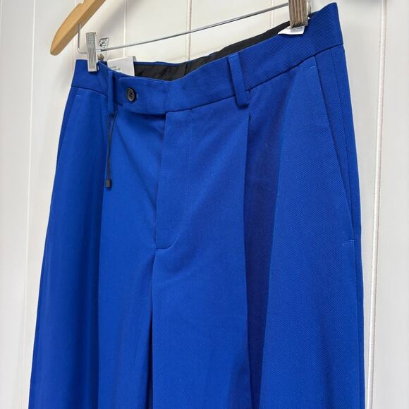 Zara Womens Cuffed Dopamine Chic Pleated Trousers Size 29 Blue Hipster Mod NWT - Picture 3 of 10